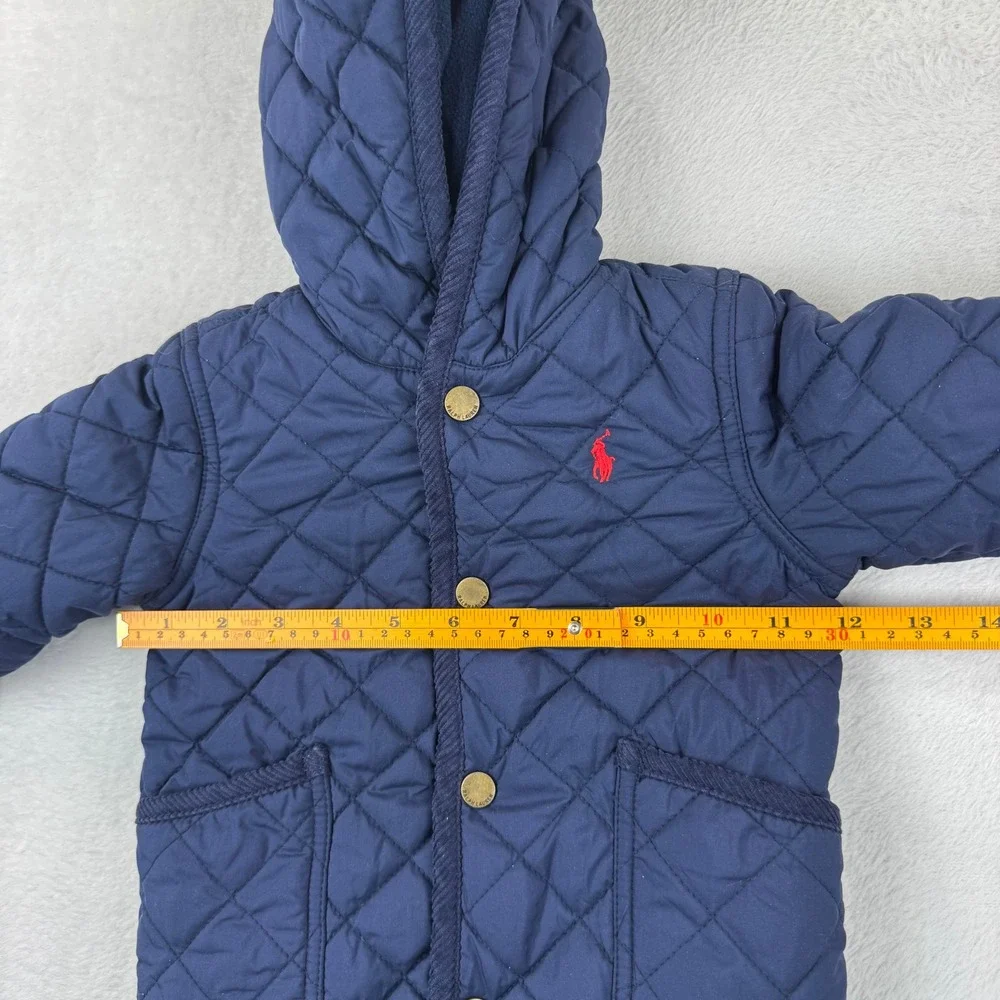 Ralph Lauren Quilted Bunting Pram Suit Baby 6M Navy Blue Fleece Lined Hooded